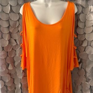 Chic Orange Cold Shoulder Top